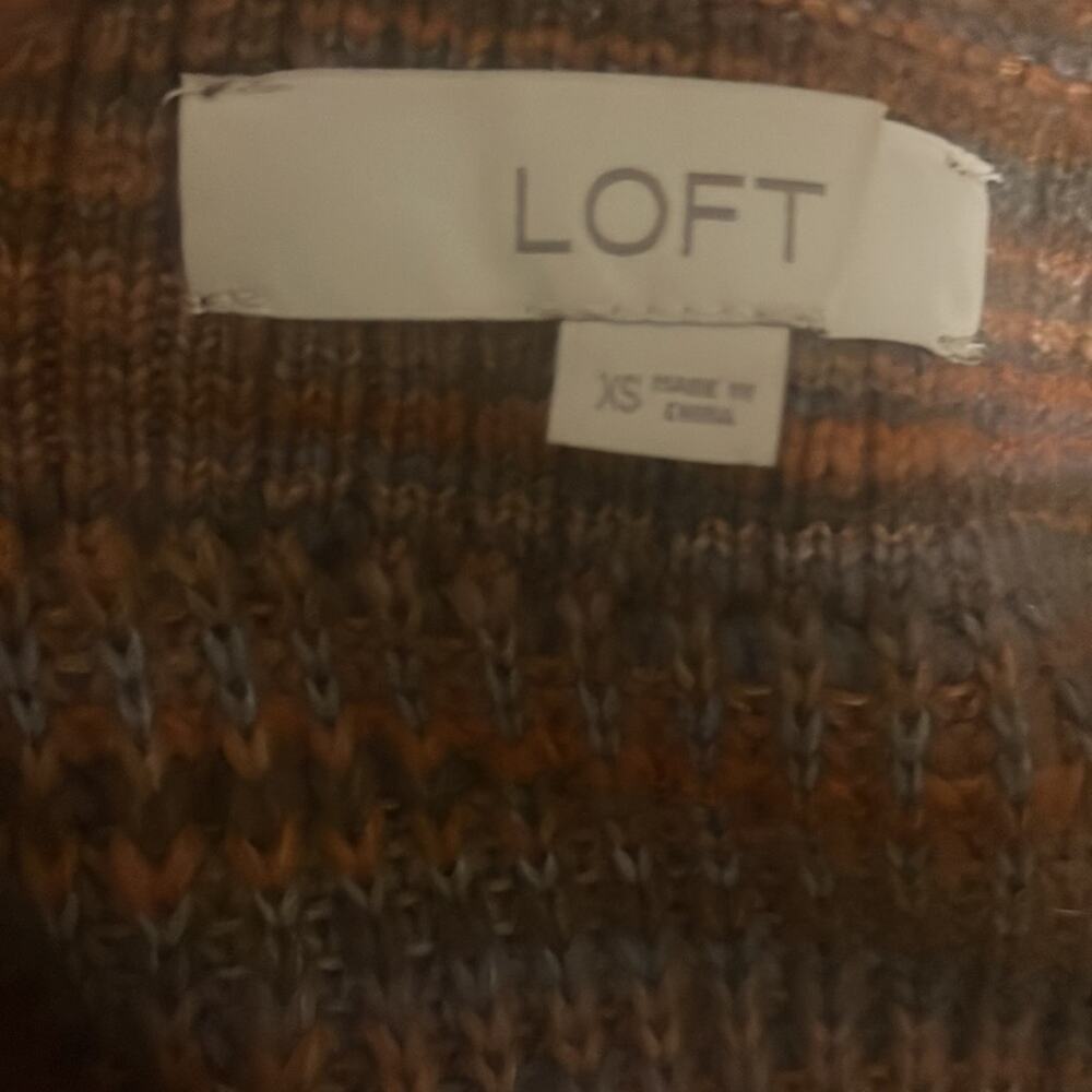 Ann Taylor Loft Spacedye Fuzzy Striped Sweater Cardigan And Tank Twinset - Picture 6 of 7